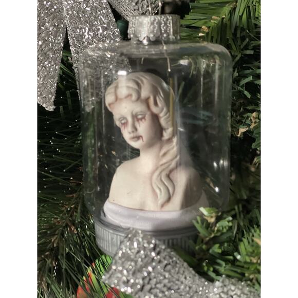 OOAK Creepy Odd Haunted Ghost Doll Head Gothic Christmas Decor Tree Ornament - Picture 2 of 7